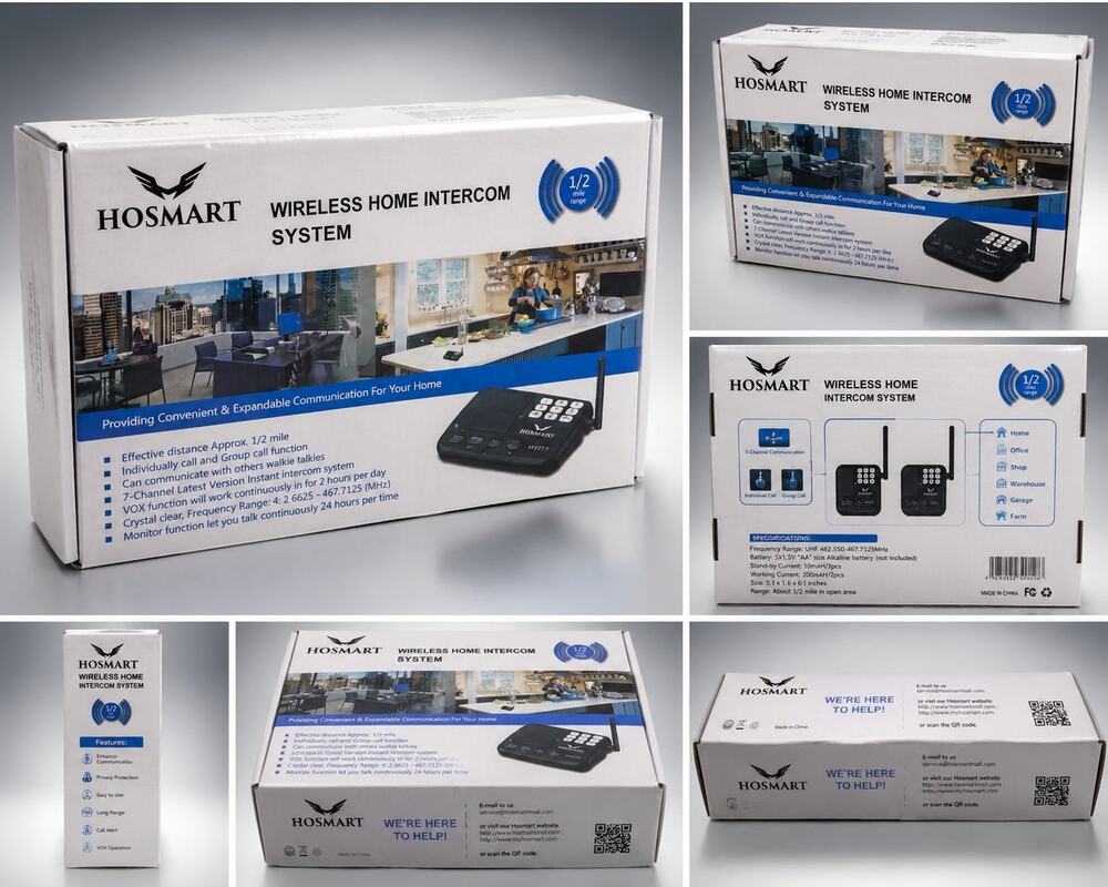 Hosmart Wireless Home Intercom System 2-Pack 1/2 Mile Range New in Box